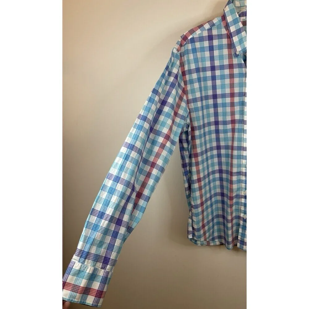 J CREW Casual Flex Button Down Shirt Men XL Slim Fit Light Weight Plaid Cotton